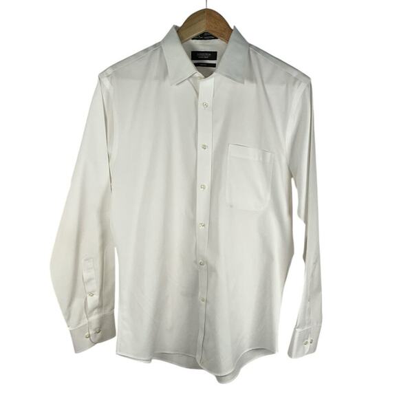 Nordstrom Trim Fit Royal Oxford Solid White Dress Button Down Wrinkle Free 32-33 - Picture 1 of 9